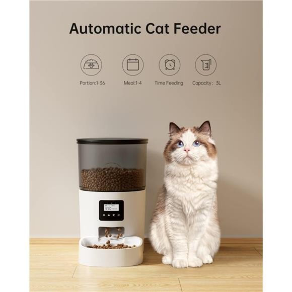 Automatic Cat Feeders, 3L Timed Cat Dry Food Dispenser with Clog-Free Design - Picture 3 of 6